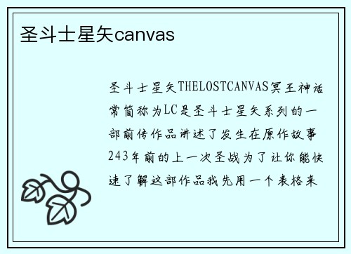 圣斗士星矢canvas